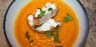 Root vegetable curry soup with goat cheese crostini